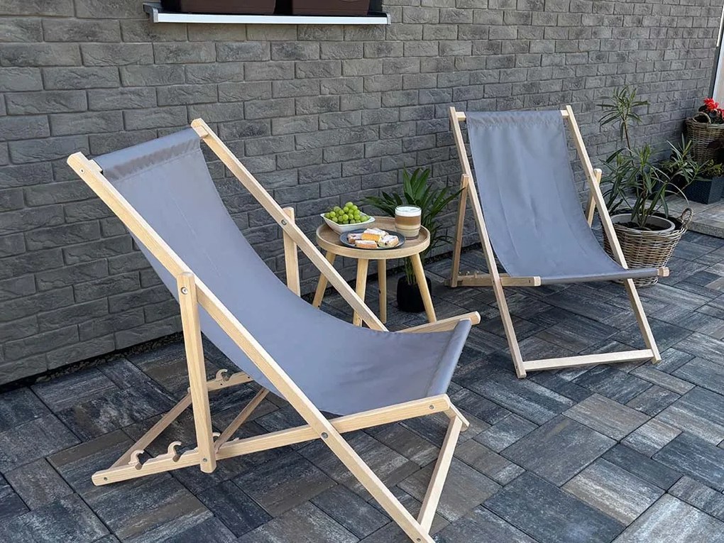 ATMOWOOD Drevené záhradné ležadlo šedé