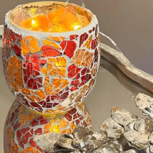 Carneol gemstone mosaic LED lamp - svietnik KEG PUZZLE