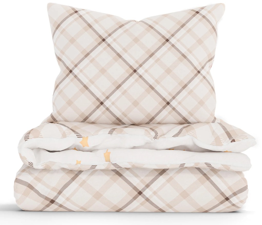 Vianočné francúzske bavlnené obliečky Renforcé - Kúzlo Vianoc krémové