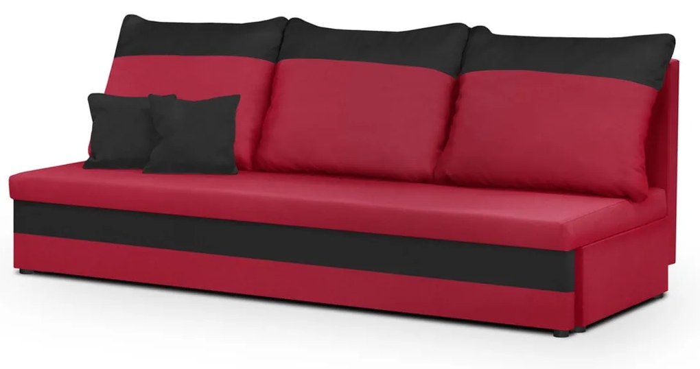 Pohovka pre 3 osoby s funkciou spania GUSTO Červená/čierna