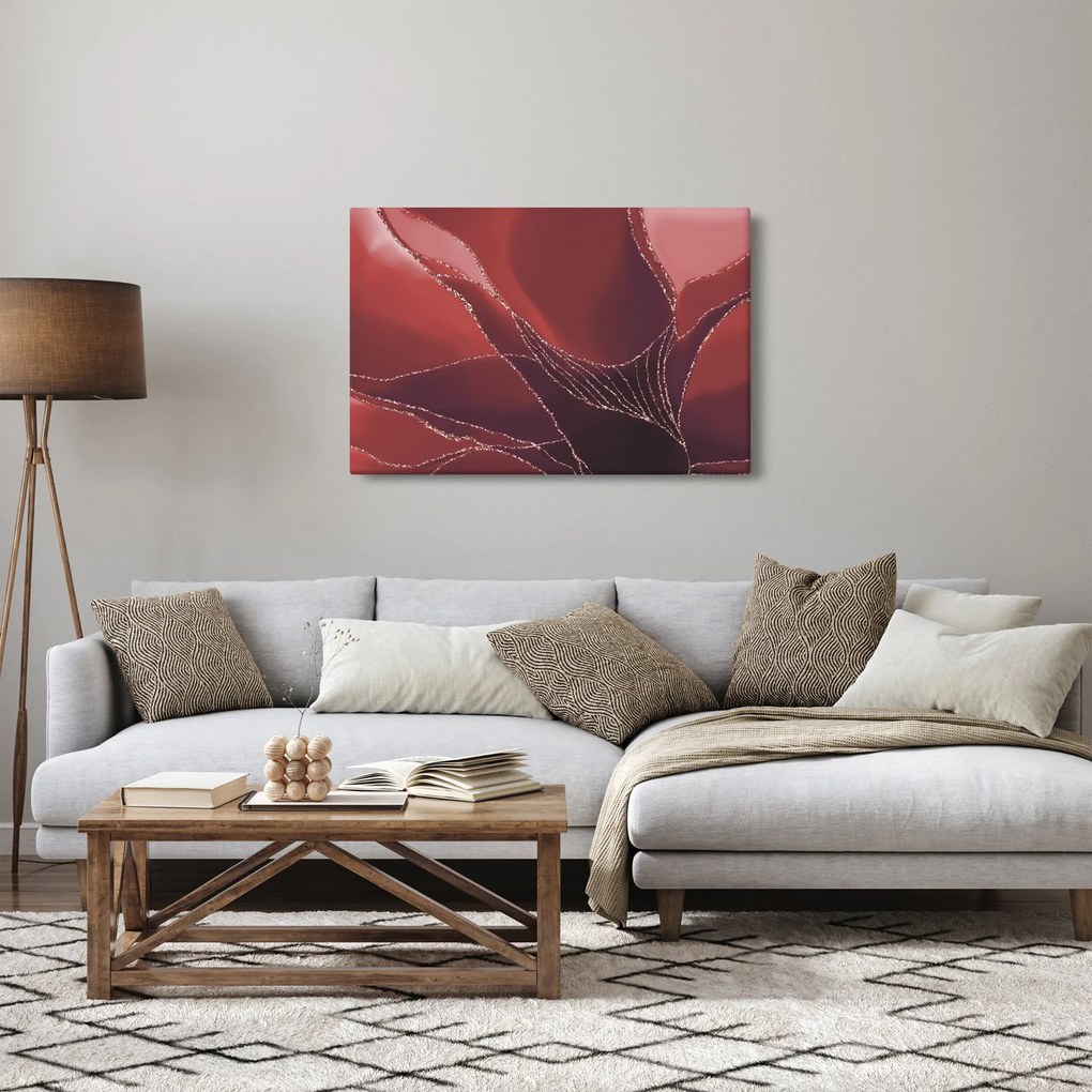 Obraz - Červená abstraktná kvetina N⁰2 (90x60 cm)