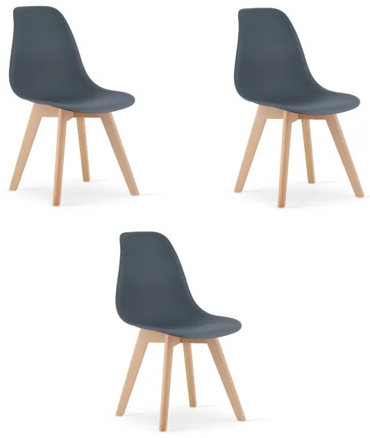 Set troch jedálenských stoličiek KITO bridlicový (3 ks)