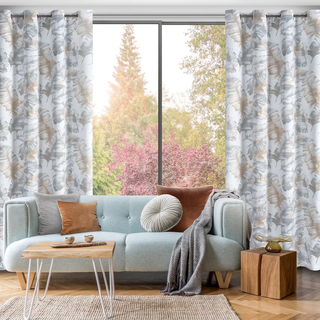 ZÁVES NA KRÚŽKOCH LAYLA3 140X250 CM LISTY