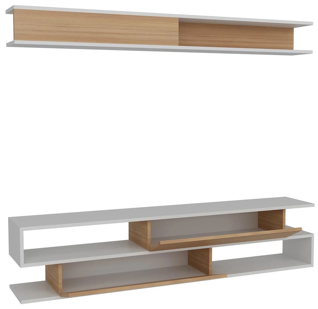 Obývacia stena Simpsonic (teak + biela) . Akcia -17%. Vlastná spoľahlivá doprava až k Vám domov. 1102577
