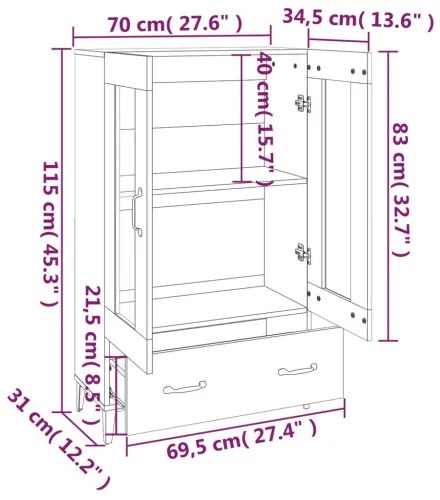 vidaXL Vysoká skrinka lesklá biela 70x31x115 cm spracované drevo-