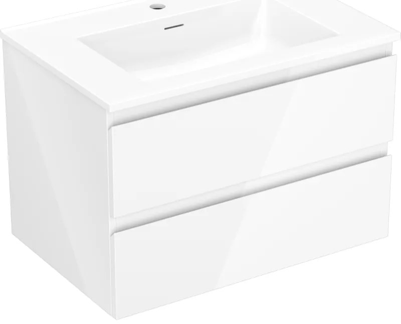 Mexen Orio, kúpeľňová skrinka 70 cm s umývadlom Otis, 2 zásuvky, biela lesklá, 91A10-07047-2-BFF00-W18M00