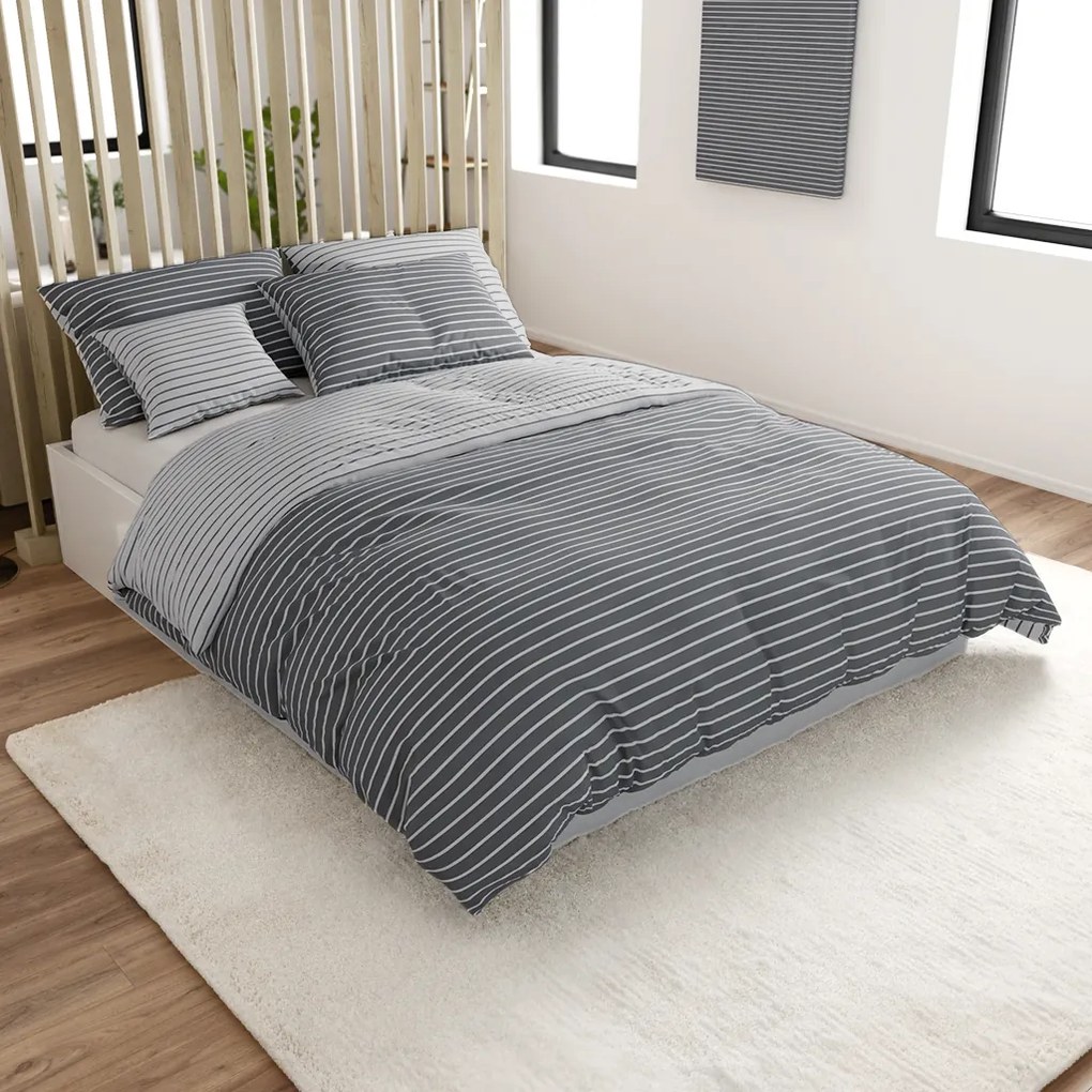 Povlečení z Renforcé bavlny CAPRIVI šedé knoflík Rozmer obliečky: 70 x 90 cm | 140 x 200 cm