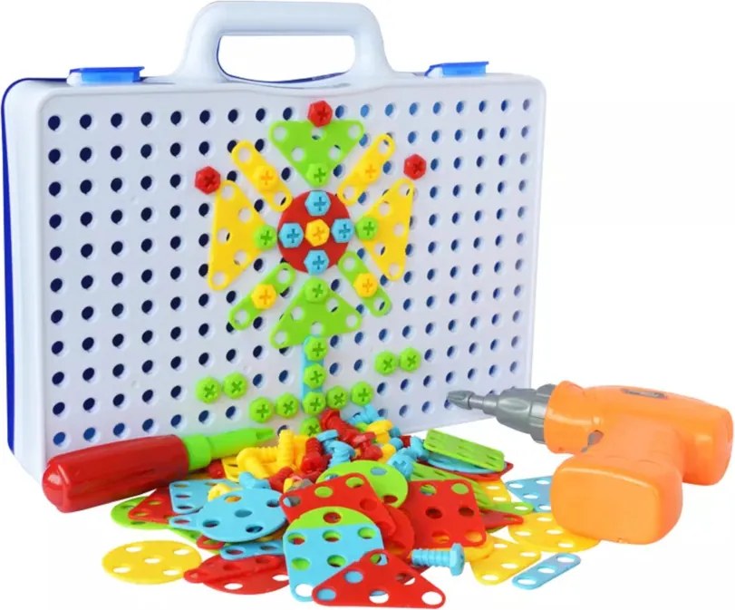LEAN Toys Kreatívne mozaikové puzzle 4v1 so skrutkovačom 237 dielikov