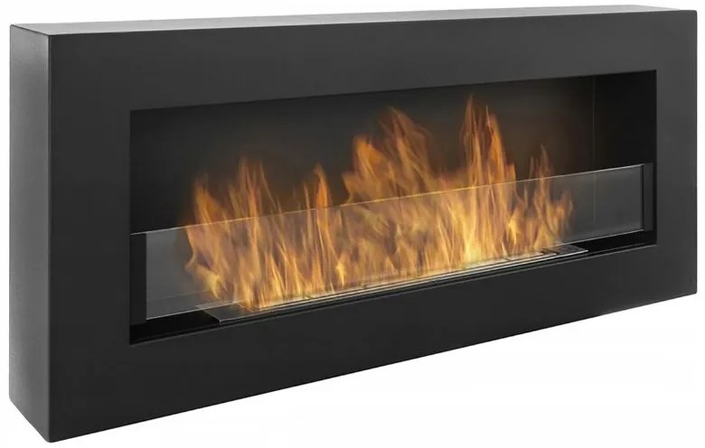 Závesný biokrb so sklom na stenu AIASA BOX ČIERNY MAT 90x40x12