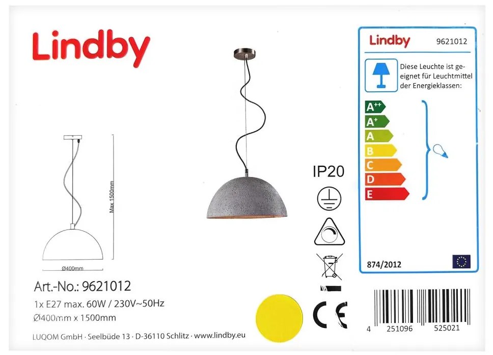 Lindby Lindby - LED RGBW Stmievateľný luster na lanku CAROLLE 1xE27/10W/230V Wi-Fi Tuya LW0894