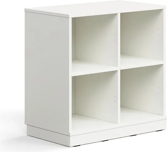 Úložná skrinka CASPER, 4 priehradky, so soklom, biela