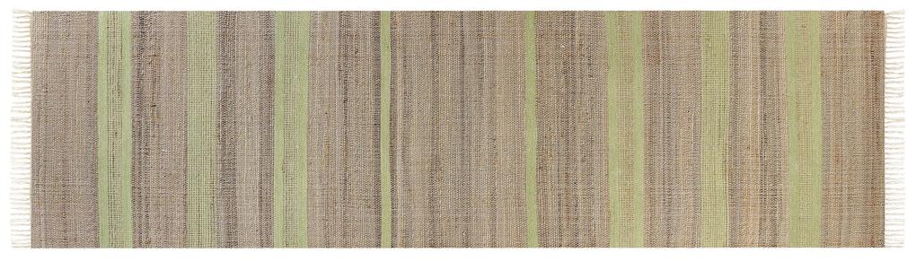 Jutový koberec 80 x 300 cm béžová/zelená TALPUR Beliani