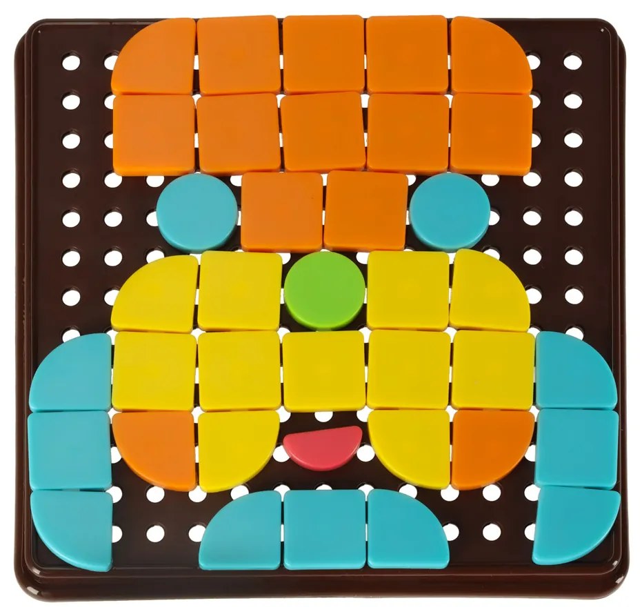 KIK Detská kreatívna mozaika 170 ks – puzzle 5 farieb, doska a 10 kariet (3+)