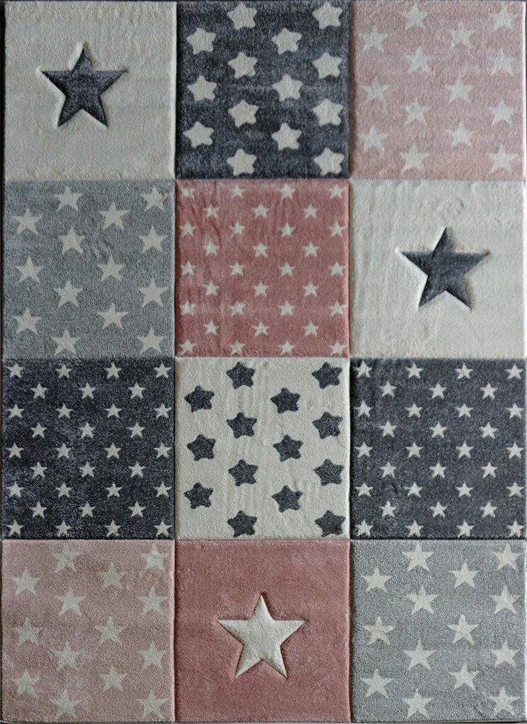 BE Koberec Smart Kids 40217 Rose GREY – sivý obdĺžnikový Rozmer: 120x180 cm