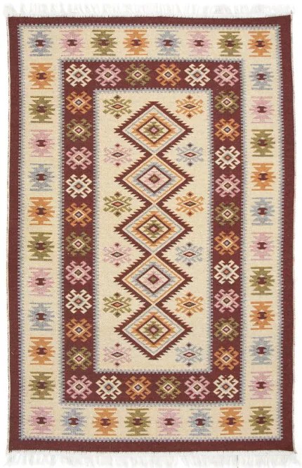 Obojstranný koberec / behúň Kilim bordový 2
