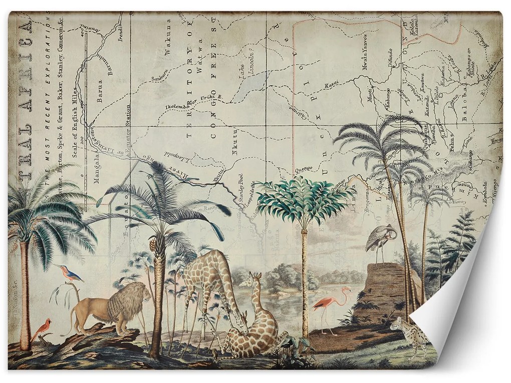 Gario Fototapeta Vintage mapa divočiny - Andrea Haase Materiál: Vliesová, Rozmery: 200 x 140 cm