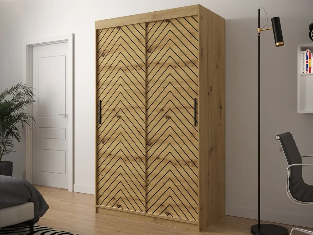 Posuvná skriňa Ratintu 1 120 cm, zásuvka: áno, Farby: čierna / dub artisan + čierna