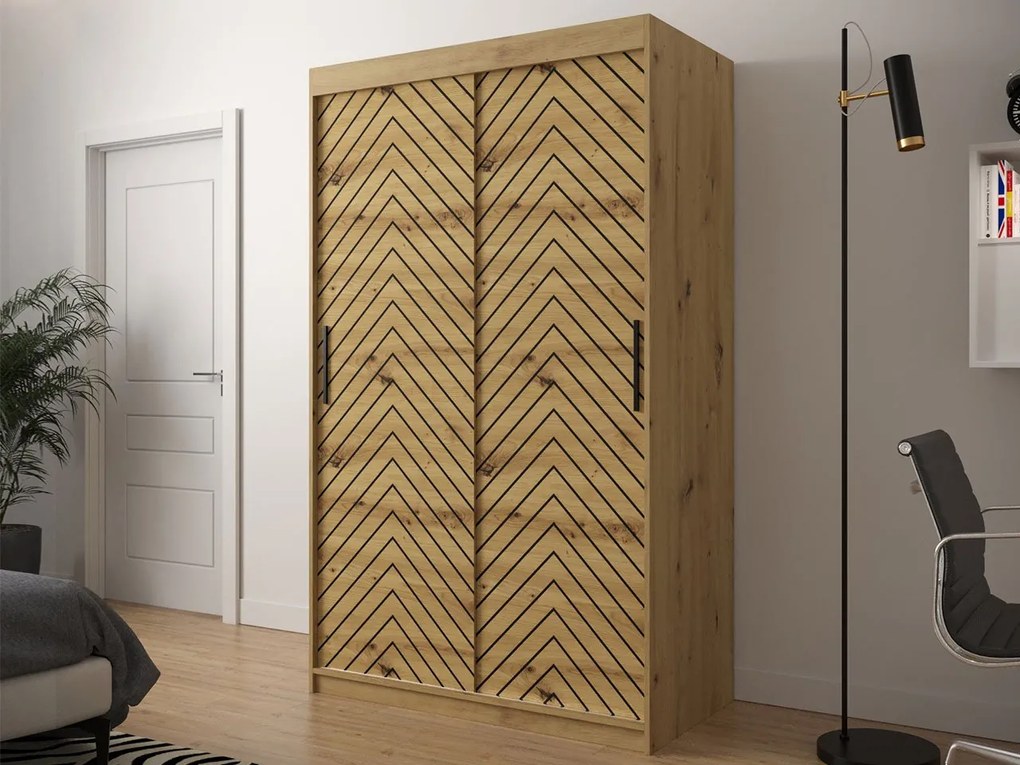 Posuvná skriňa Ratintu 1 120 cm, zásuvka: áno, Farby: dub artisan / dub artisan + čierna
