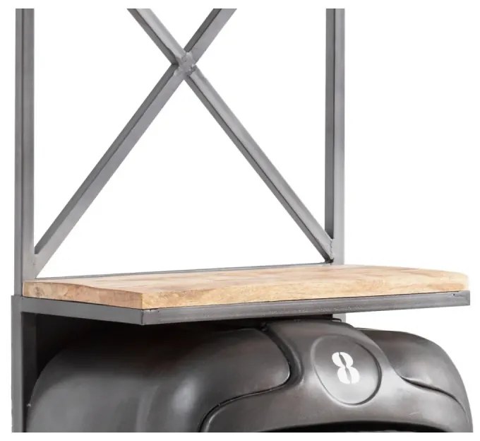 furniture-nabytek.cz - Masívny barový jedálenský stôl z kovu a dreva, lakovaný, šedý – 90×38×155 cm
