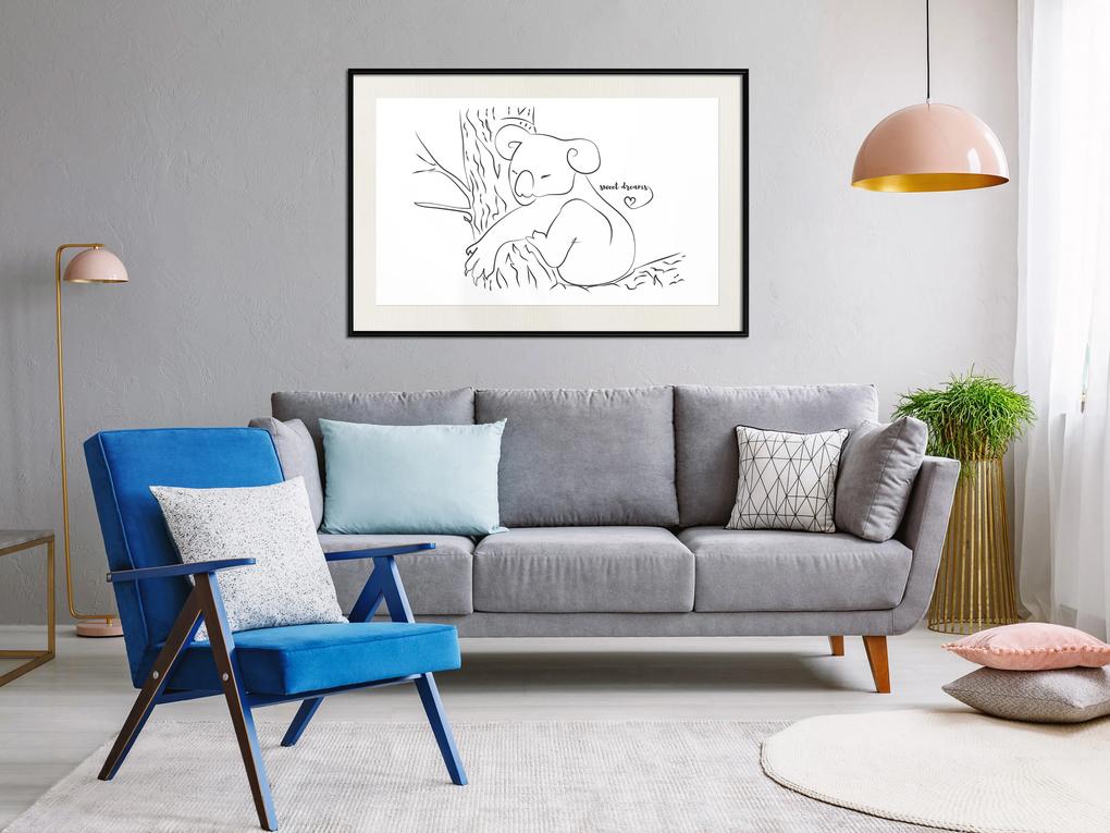 Artgeist Plagát - Sleepy Koala [Poster] Veľkosť: 30x20, Verzia: Zlatý rám s passe-partout