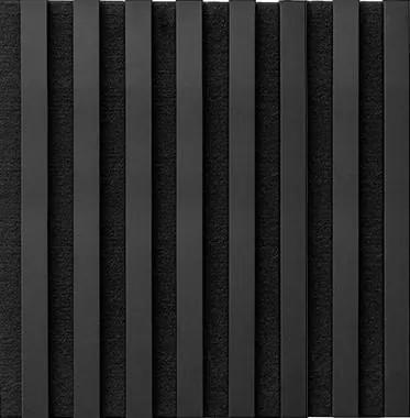 Dekoračné panely, čierny mat 3D lamely na filcovom podklade, rozmer 40 x 40 cm, IMPOL TRADE