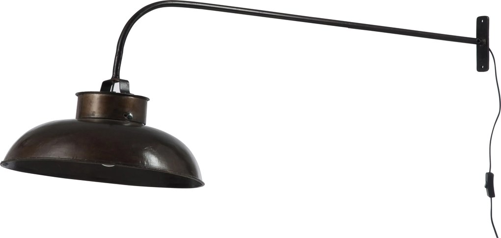 Tmavohnedá nástenná kovová retro lampa s patinou - 100 * 36,5 * 45 cm