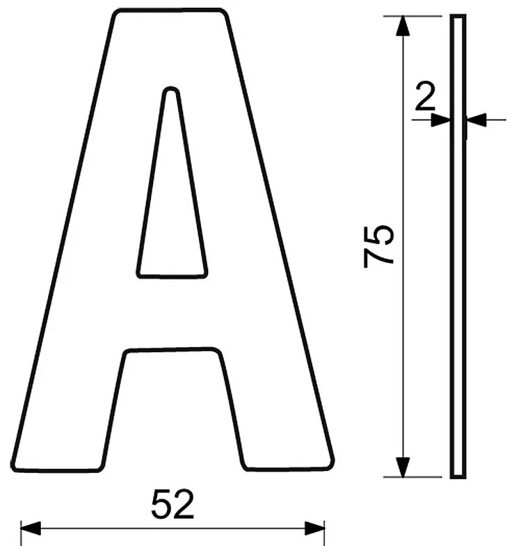 Domové písmeno v plochom „2D“ prevedení RICHTER RN.75L (čierne), A, RICHTER Čierna matná