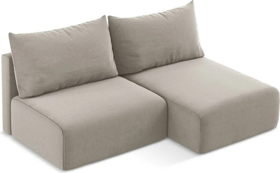 Taupe zamatová rozkladacia/s úložným priestorom rohová pohovka (pravý roh/s leňoškou) Kalena – Makamii