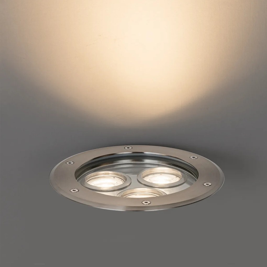 Moderné záhradné bodové svetlo oceľové 3-žiarovkové IP65 - Tribus