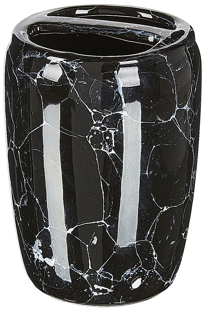 6-dielna keramická súprava kúpeľňových doplnkov čierna PALMILLA Beliani