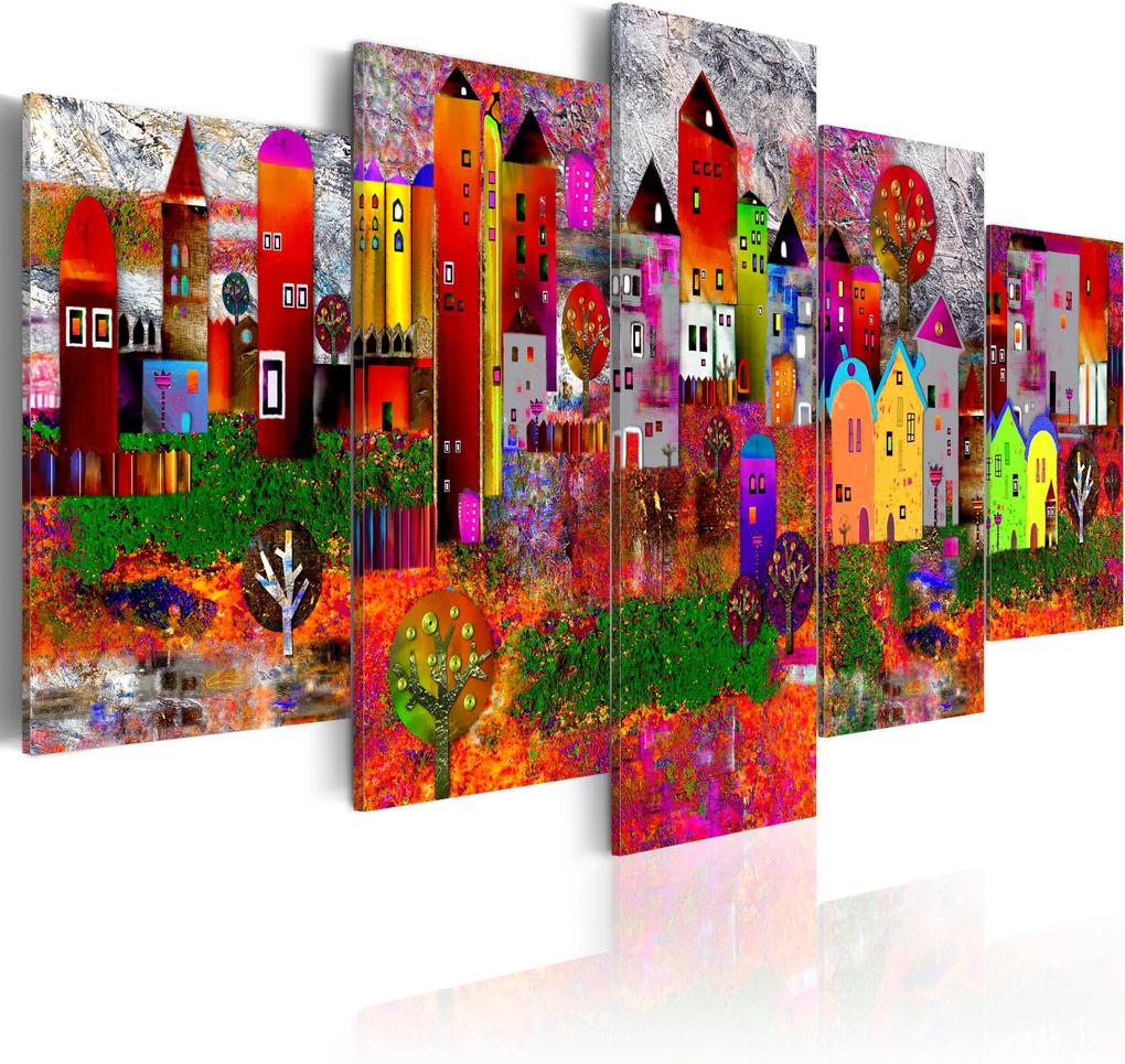 Obraz - Colourful Small Town 200x100