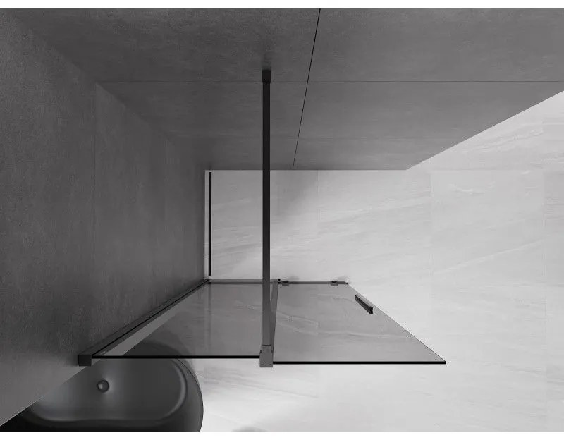 Mexen Velar, sprchová zástena s posuvnými dverami Walk-in 80 x 200 cm, 8mm šedé sklo, čierna matná, 871-080-000-43-70