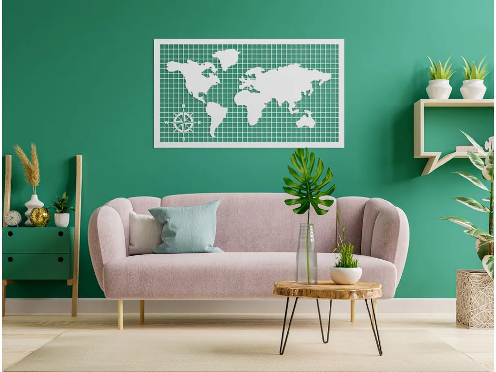 drevko Drevená mapa sveta na stenu Rozmer obrazu: 37,5 x 65 cm, Farba dekorácie: Čierna