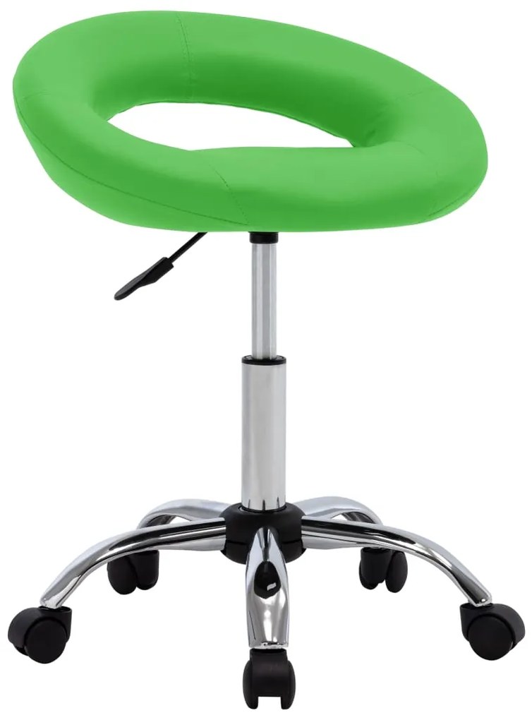 vidaXL Pracovná stolička na kolieskach, zelená, umelá koža