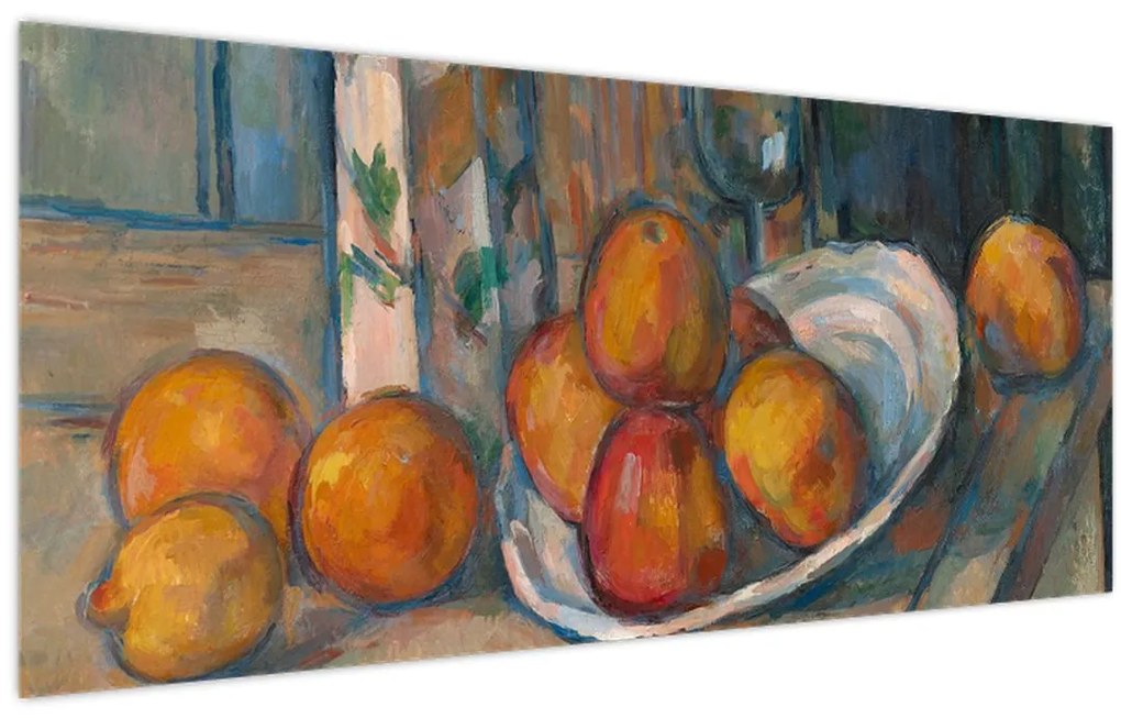 Obraz - Paul Cézanne, Still Life with Milk Jug and Fruit, reprodukcia (120x50 cm)