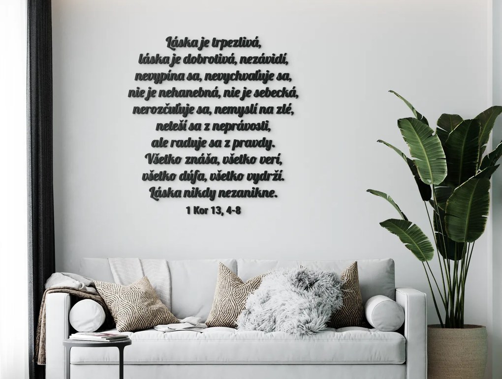 drevko Drevený citát Hymnus na lásku Rozmer obrazu: 95 x 90 cm, Farba dekorácie: Čierna