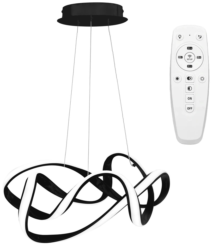 Toolight Toolight, LED moderné stropné svietidlo + diaľkové ovládanie APP820-CP, čierna, OSW-06881