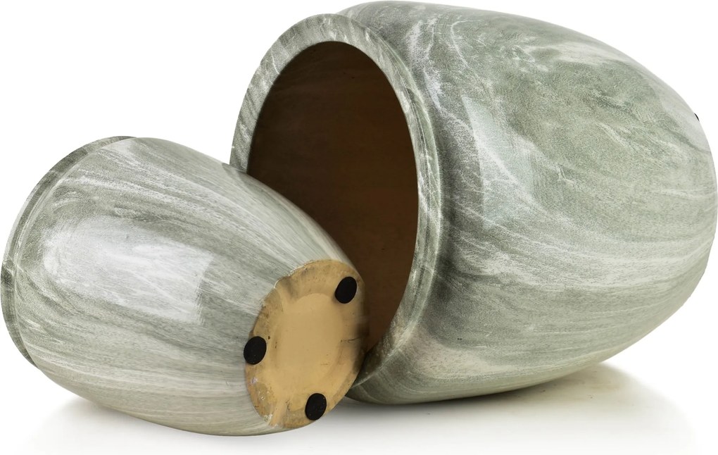 Sada 2 ks keramických květináčů NEVA MARBLE I zelená/šedá