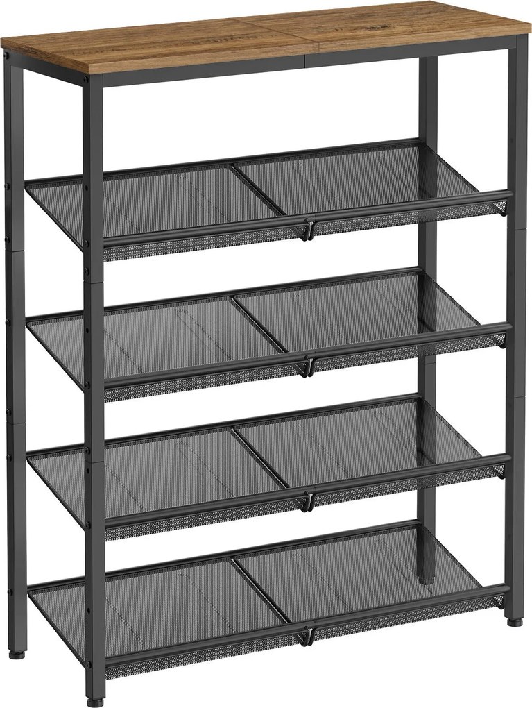 XXXLutz REGÁL NA TOPÁNKY, hnedá, čierna, 75/93/28 cm MID.YOU - Online Only drobný nábytok - 002543023001