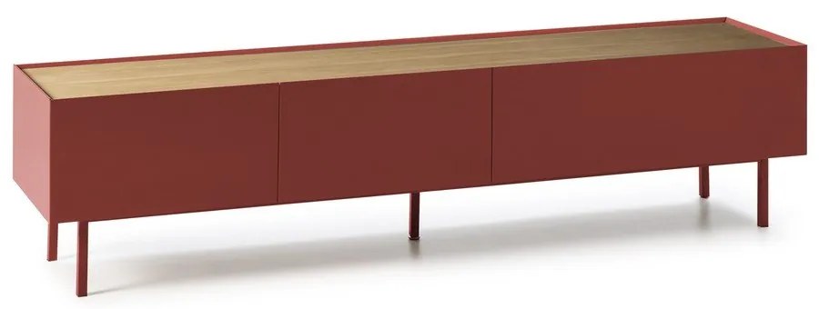 Červený TV stolík v dekore duba 180x45 cm Arista – Teulat