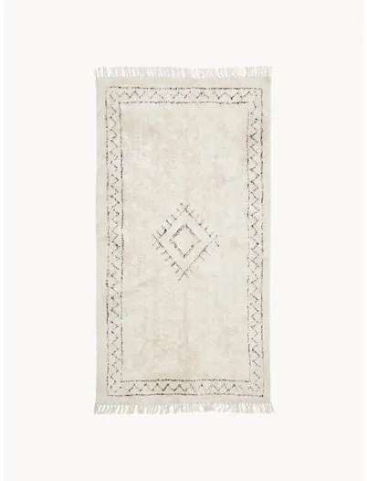 Ručne tkaný bavlnený koberec so strapcami Fionn