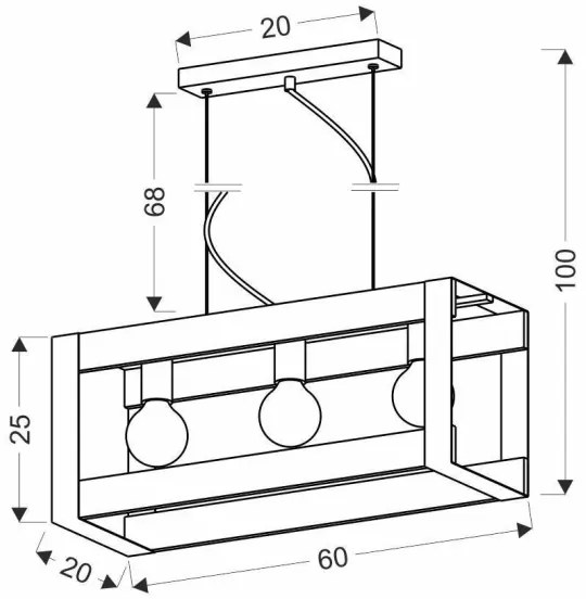 Luster na lanku VARNA 3xE27/40W/230V dub