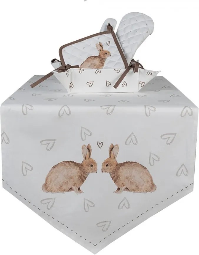 Bavlnená chňapka - podložka s motívom zajačika a srdiečok Bunnies in Love - 20*20 cm
