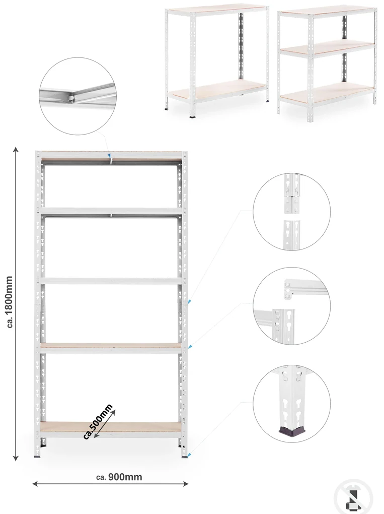 Trestles SUPER HIT - Policový regál 1800x900x500 pozinkovaný