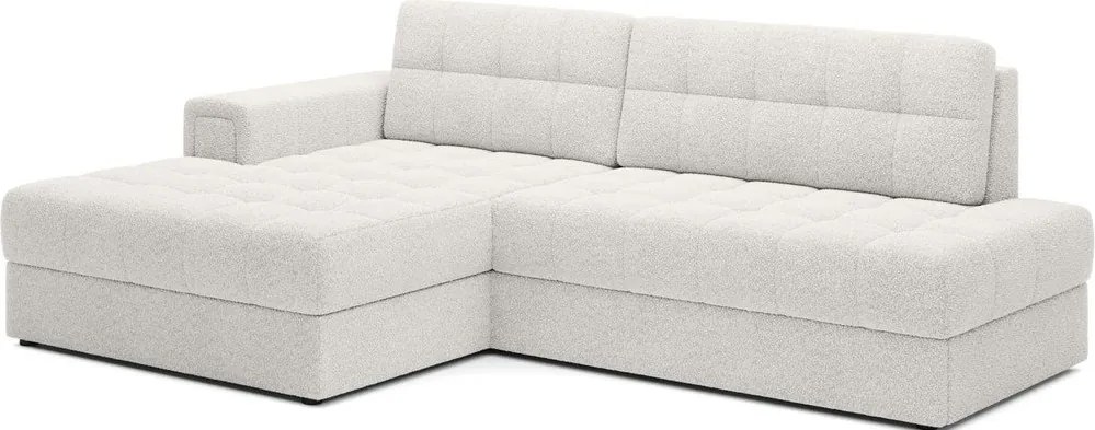 Krémovobiela rozkladacia rohová pohovka z textílie buklé (ľavý roh/s leňoškou) Blezalt – ELTAP