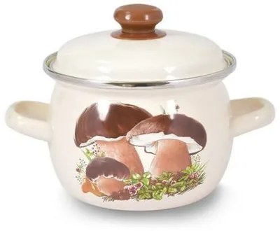 Toro Smaltovaný hrniec s pokrievkou Hríby 3,5 l, bucľatý