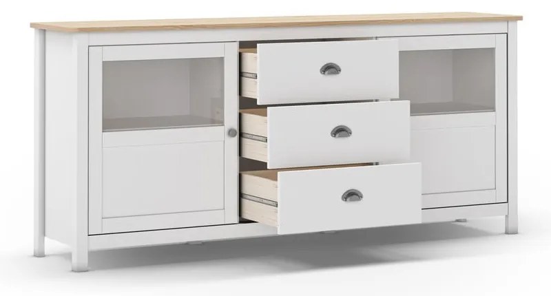 Biela nízka komoda z borovicového dreva 180x80 cm Misti – Marckeric