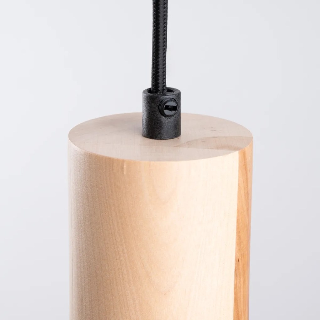 Závesné svietidlo Jaga, 1x čierne kovové tienidlo, drevo