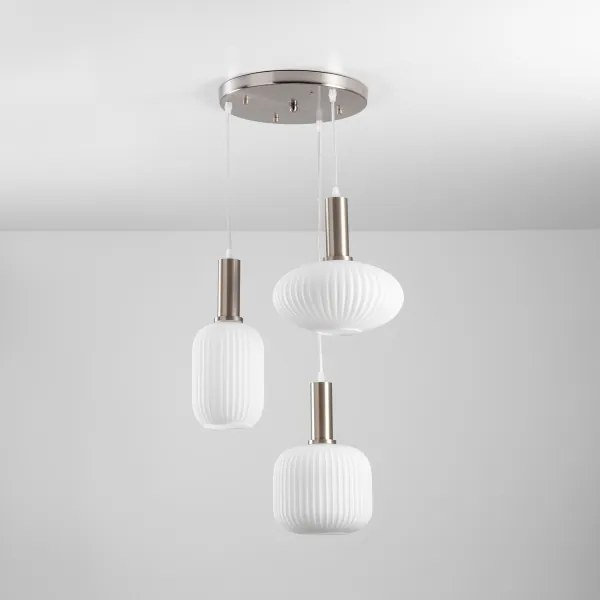 ONLI - Závesný luster DOROTY na lankách 3xE27/15W/230V biela/lesklý chróm