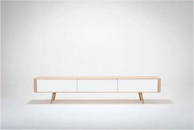 Televízny stolík z dubového dreva Ena, 225 × 55 × 45 cm